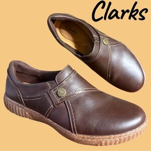 Clarks Caroline Pearl Slip-On Loafers Dark Brown Leather. Size 10. Like new! EUC